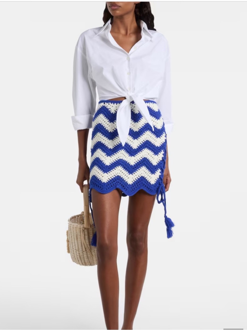 NWOT Farm Rio River Nature Chevron crochet miniskirt- size XL - Picture 2 of 12